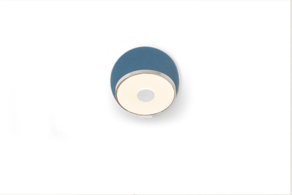 Gravy Wall Sconce - Chrome body, Azure felt plates - Plug-in